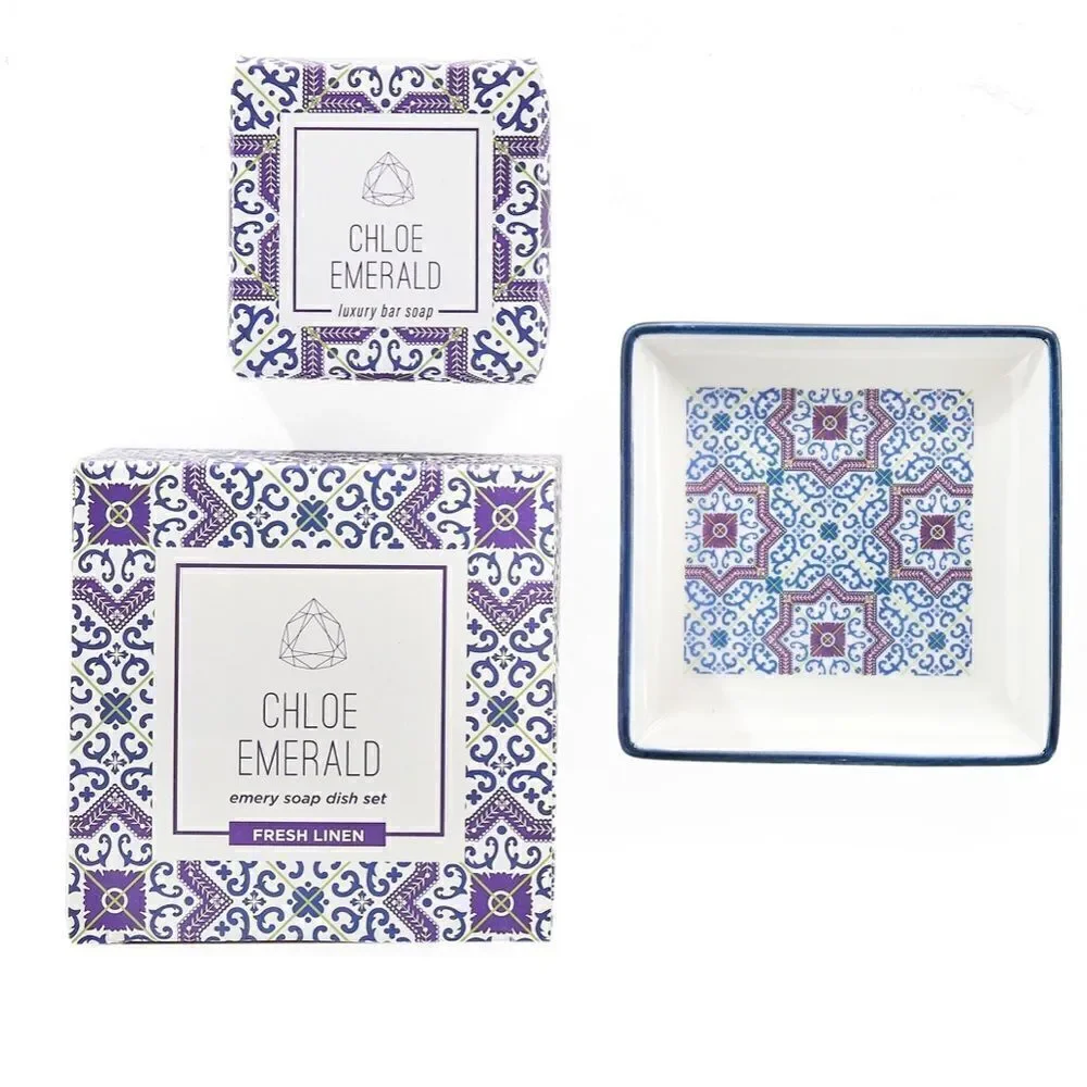 Chloe Emerald Emery Soap Dish Set • NIB